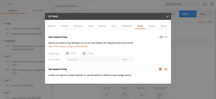 Proxy Settings UI